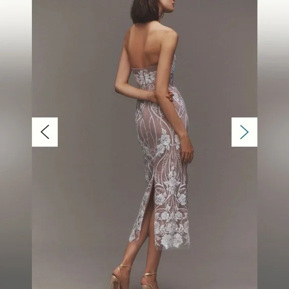 NWT HELSI Catherine sequin Floral Lace strapless Dress XS - Picture 4 of 11